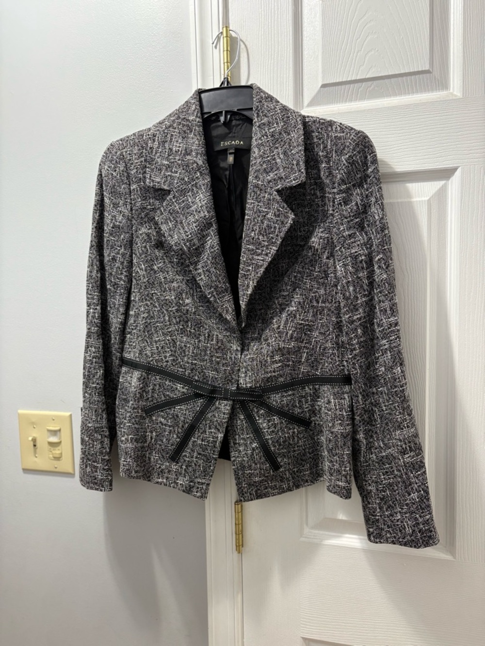 ESCADA Tweed Bow Wool/Cotton Blazer Size 40/ US 8 Y2K Style